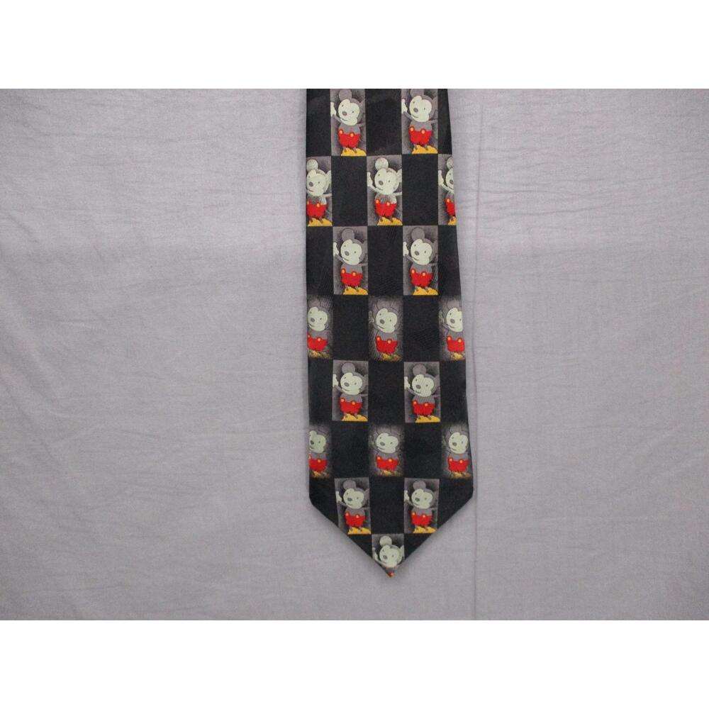 Disney Black Mickey Mouse Pattern Novelty Tie Mens Size 1 Oz